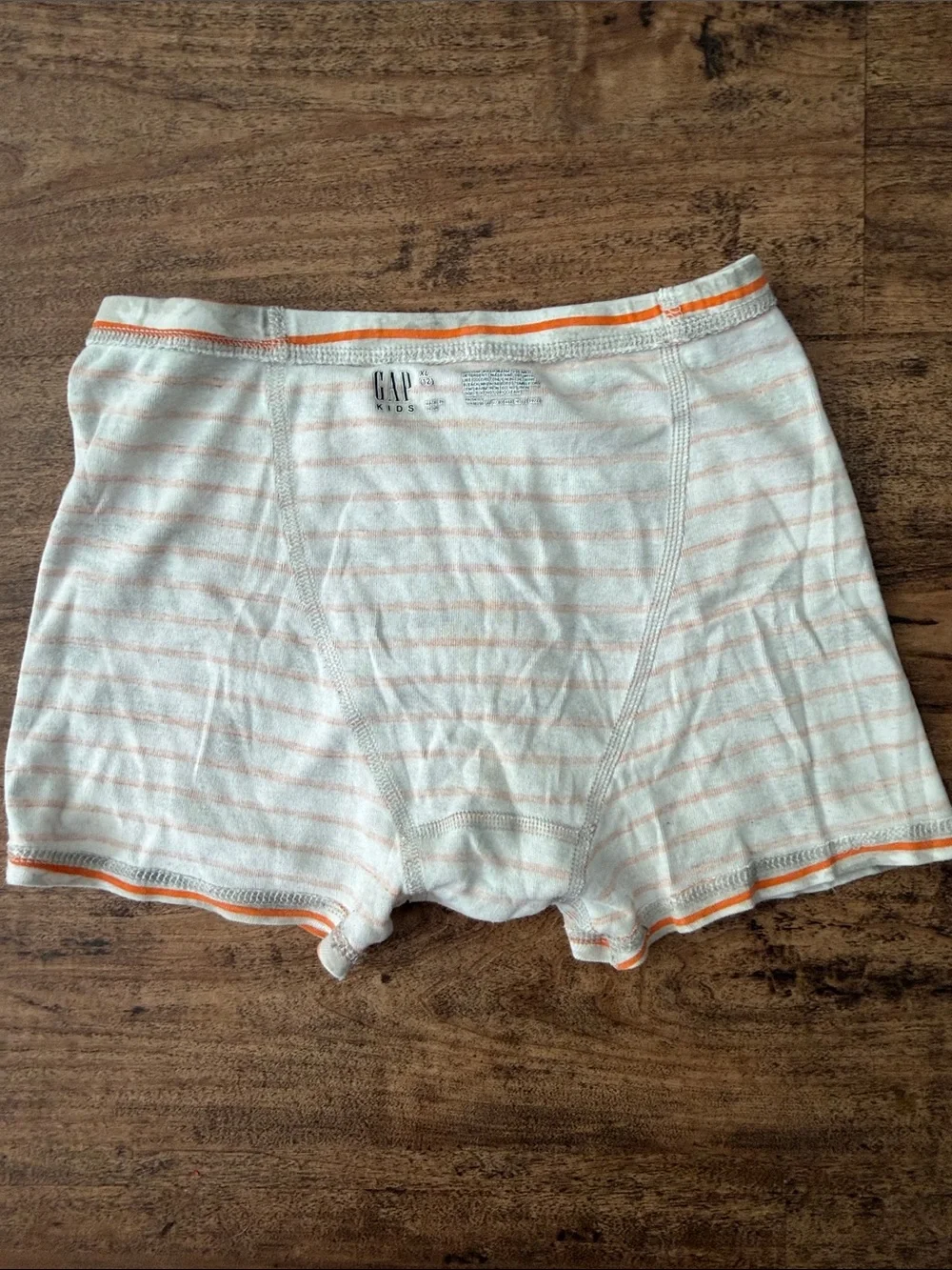 Boy’s Striped Cotton Boxer Briefs - Orange/White size xl 12